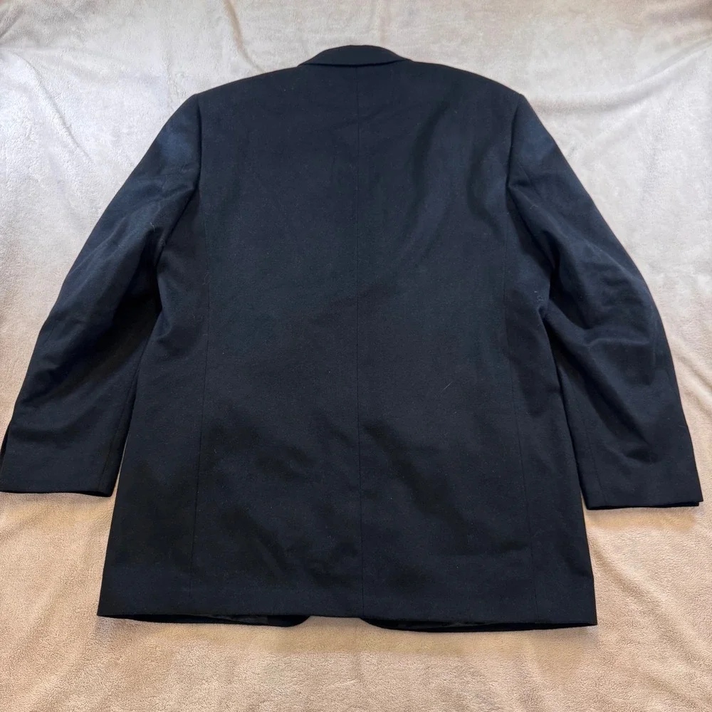 Executive 100% Cashmere Italian Fabric Blazer Jacket Black Sport Coat  SZ 44L